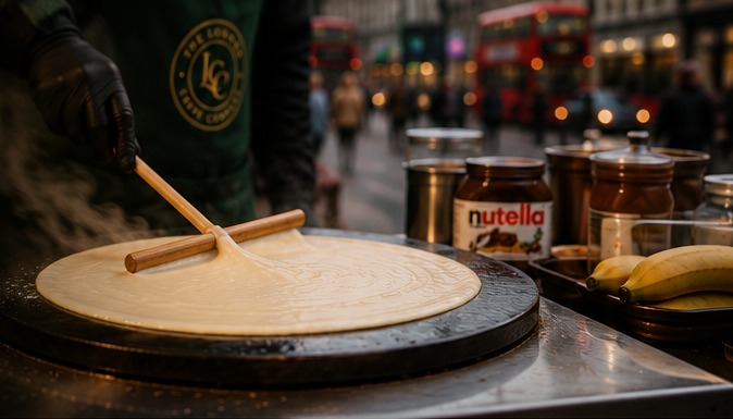 Crêpe being made